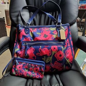 Coach Poppy Hallie Tote and wallet set